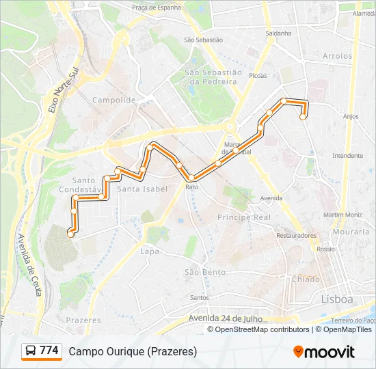 774 Bus Line Map
