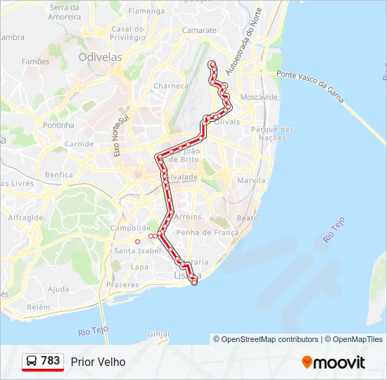 783 Bus Line Map
