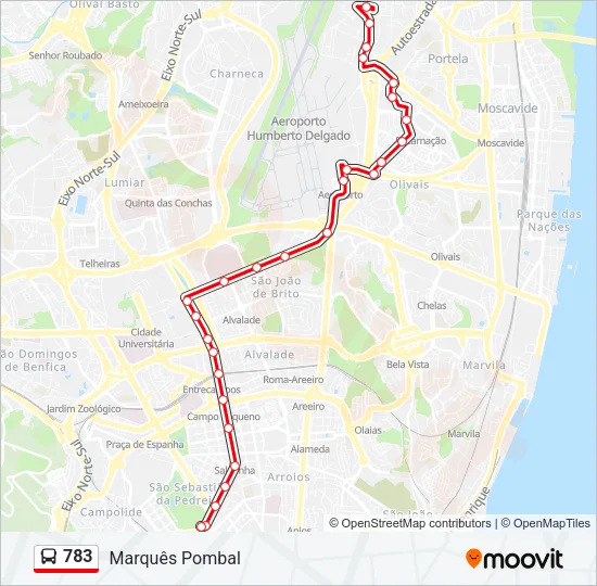 783 Bus Line Map