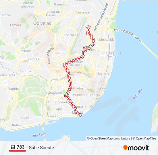 783 Bus Line Map