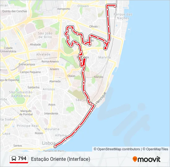 794 Bus Line Map