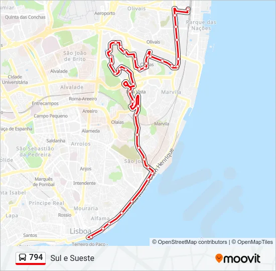 794 Bus Line Map