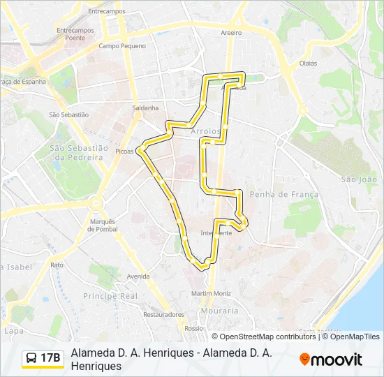 17B Bus Line Map