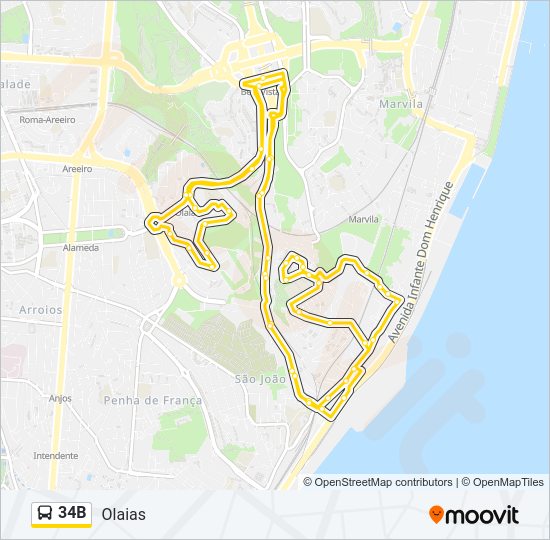 34B Bus Line Map