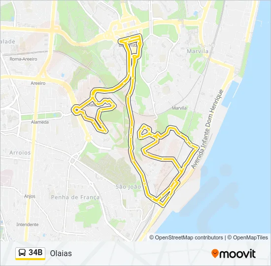 34B Bus Line Map