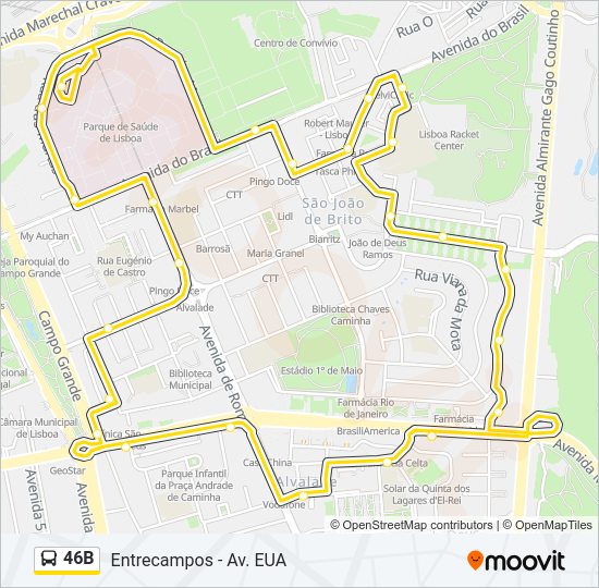 46B bus Line Map