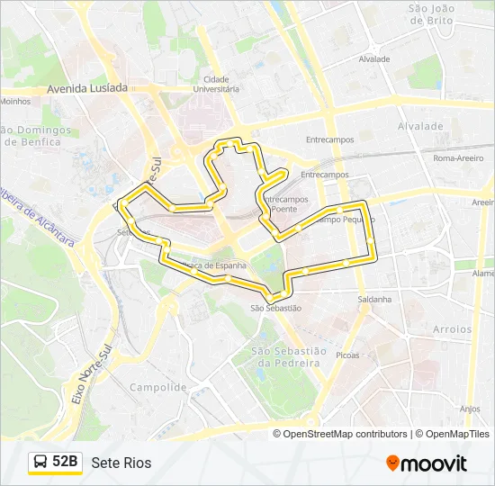 52B Bus Line Map