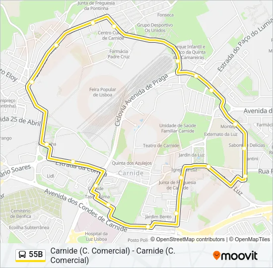 55B Bus Line Map