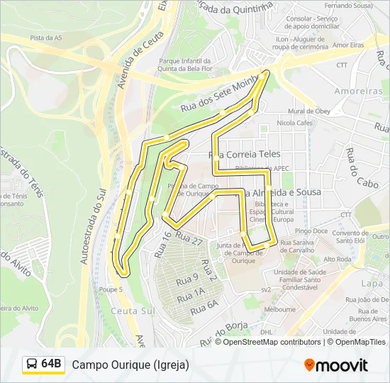 64B Bus Line Map