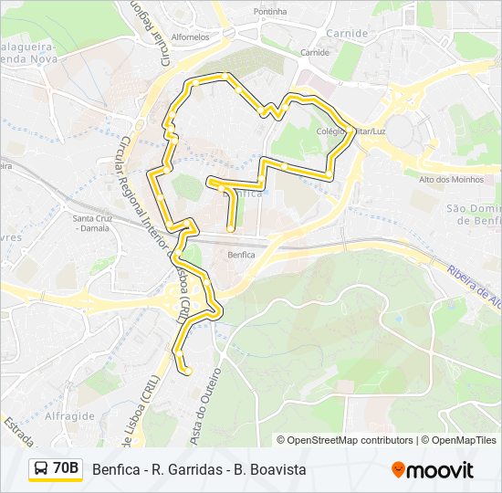 70B Bus Line Map
