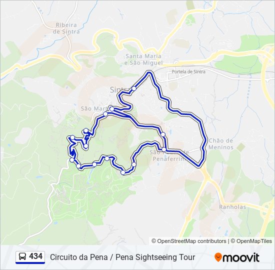 Mapa da linha do autocarro 434.