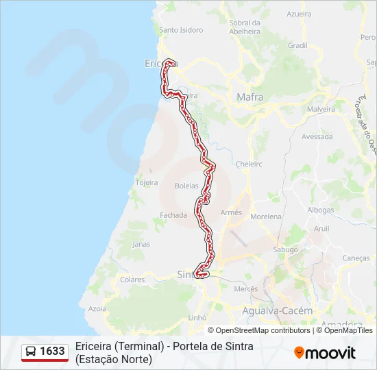1633 Bus Line Map