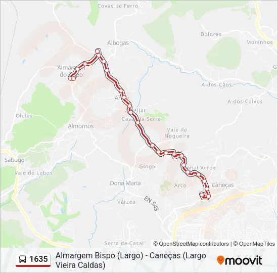 1635 Bus Line Map