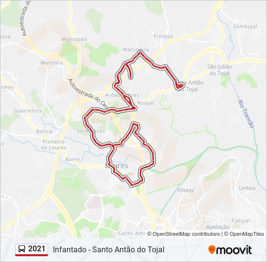 Mapa da linha do autocarro 2021.