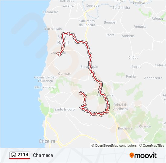 Mapa da linha do autocarro 2114.