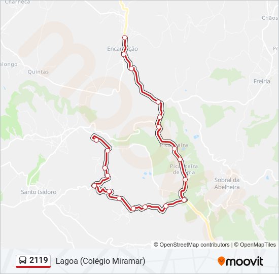 Mapa da linha do autocarro 2119.