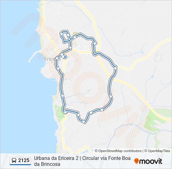 Mapa da linha do autocarro 2125.