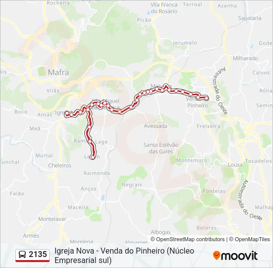 2135 Bus Line Map