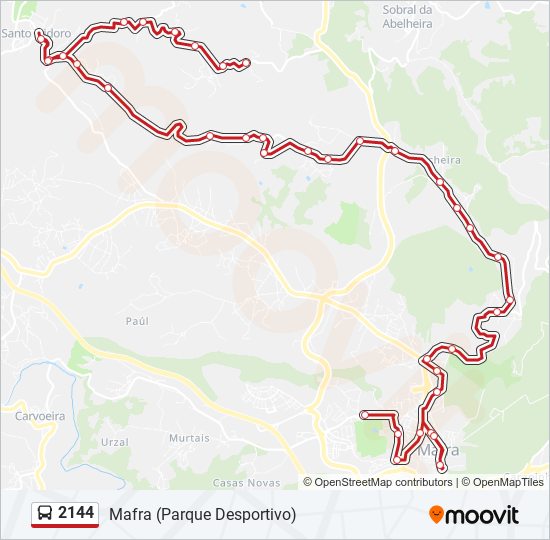 Mapa da linha do autocarro 2144.