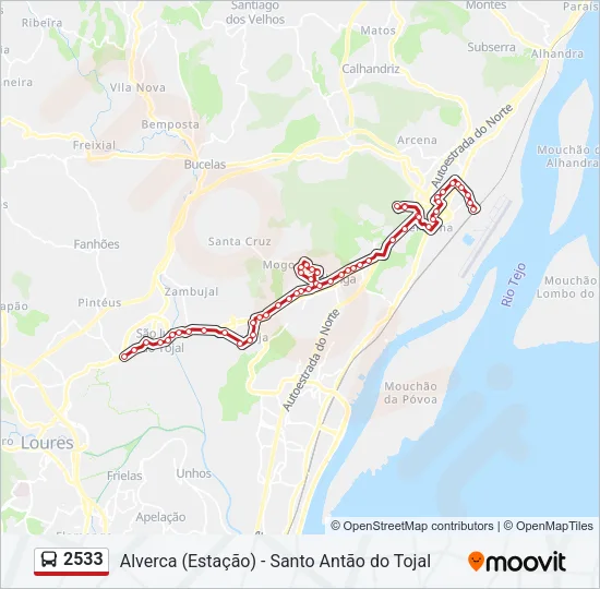 2533 Bus Line Map