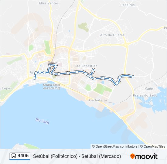 Mapa da linha do autocarro 4406.