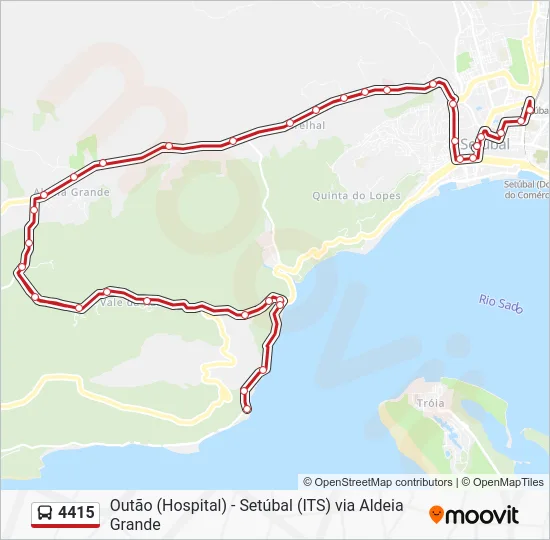 4415 Postcode Map 4415 Route: Schedules, Stops & Maps - Outão (Hospital) via Aldeia ...