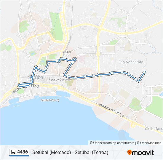 Mapa da linha do autocarro 4436.