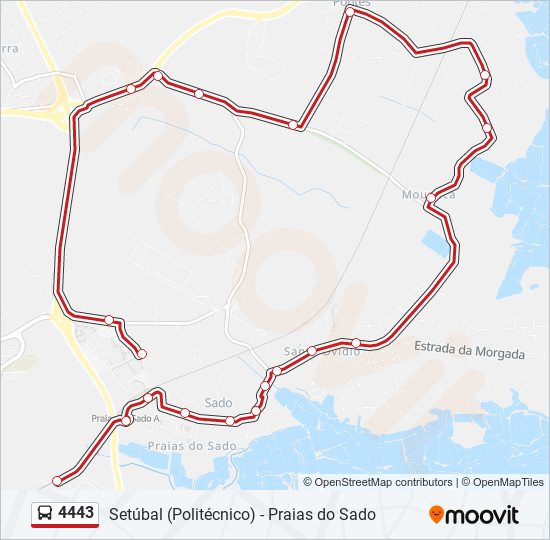 Mapa da linha do autocarro 4443.