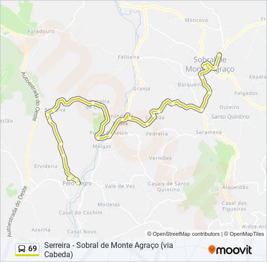 69 bus Line Map