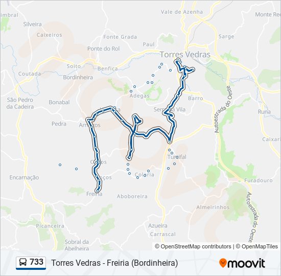 733 bus Line Map