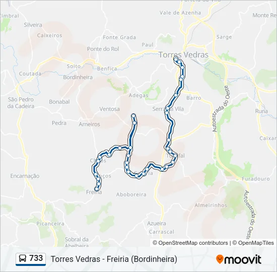 733 Bus Line Map