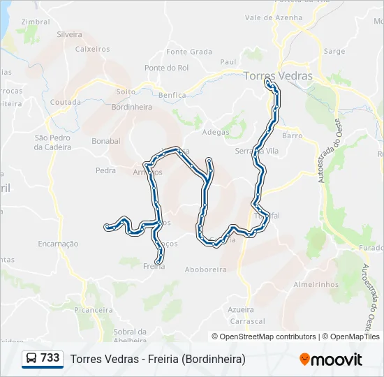 733 Bus Line Map