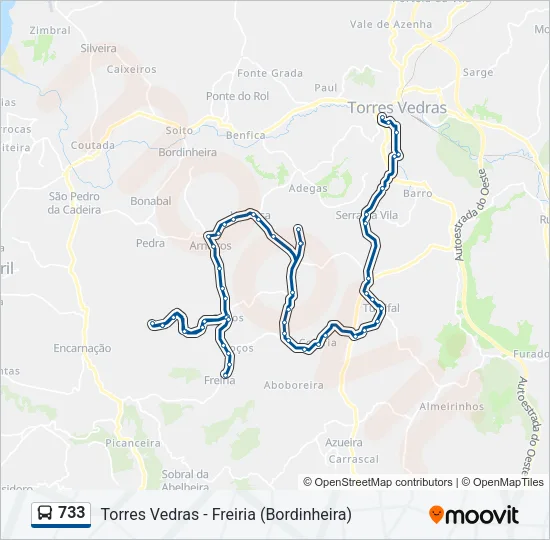 733 Bus Line Map