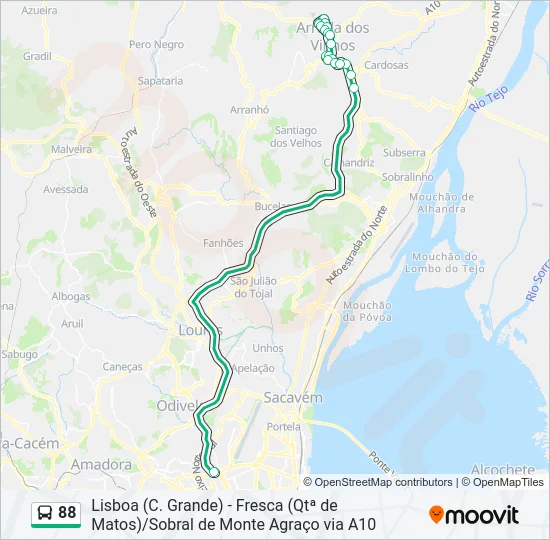 88 Bus Line Map