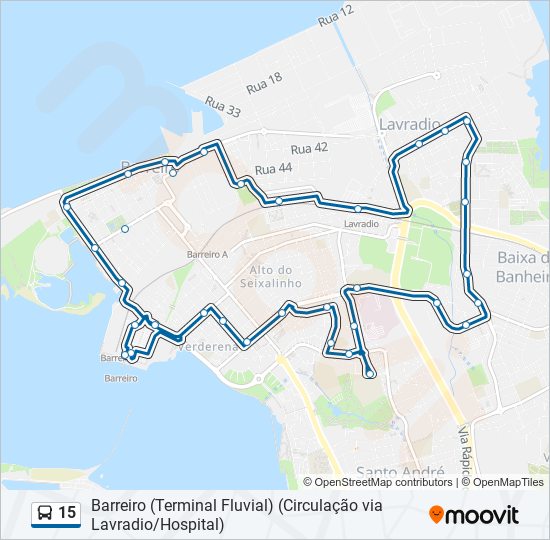 Mapa da linha do autocarro 15.