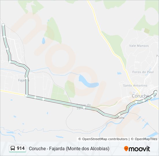 Mapa da linha do autocarro 914.