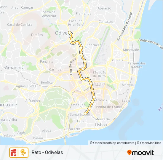 LINHA AMARELA Metro Line Map