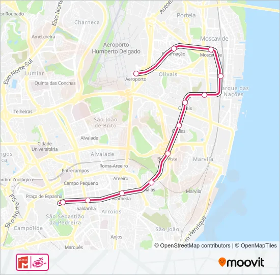 LINHA VERMELHA Metro Line Map