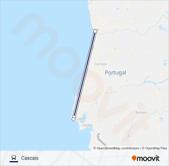 CASCAIS - PORTO Bus Line Map