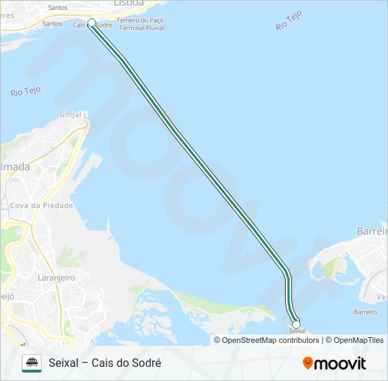 SEIXAL - CAIS DO SODRÉ Ferry Line Map