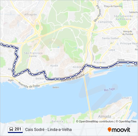 201 Bus Line Map
