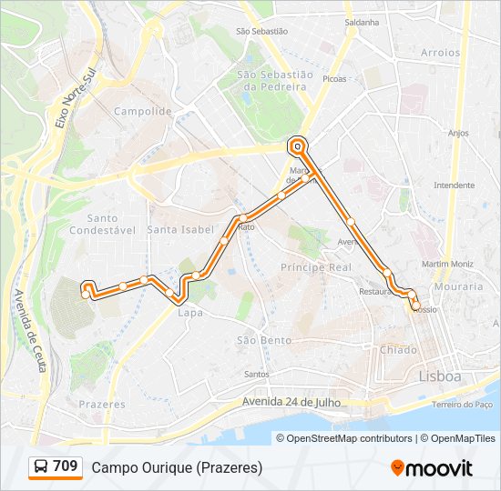 709 Bus Line Map