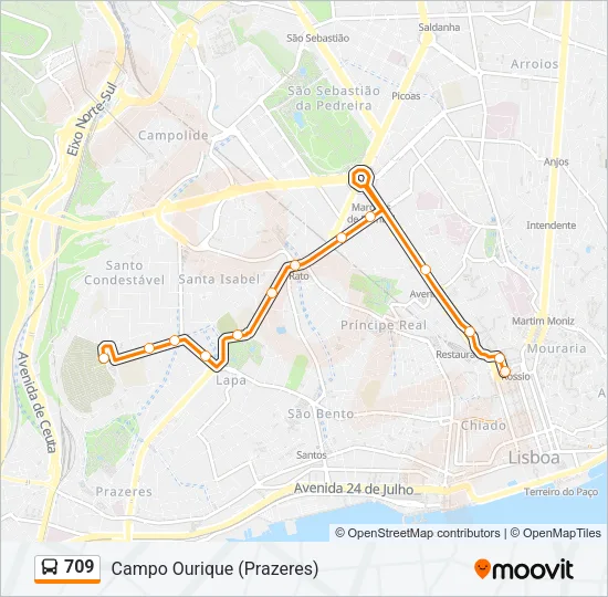 709 Bus Line Map