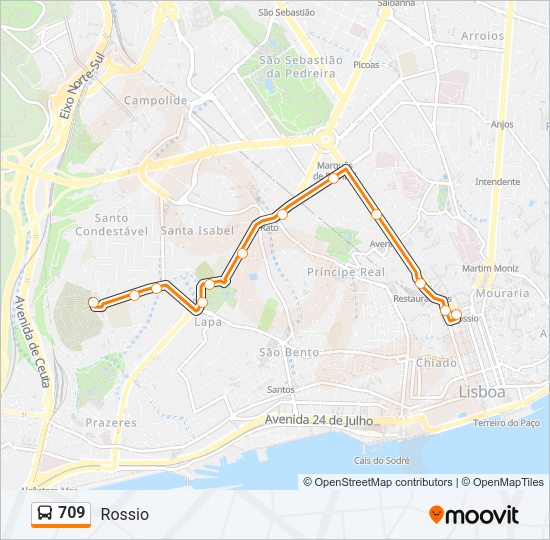709 Bus Line Map