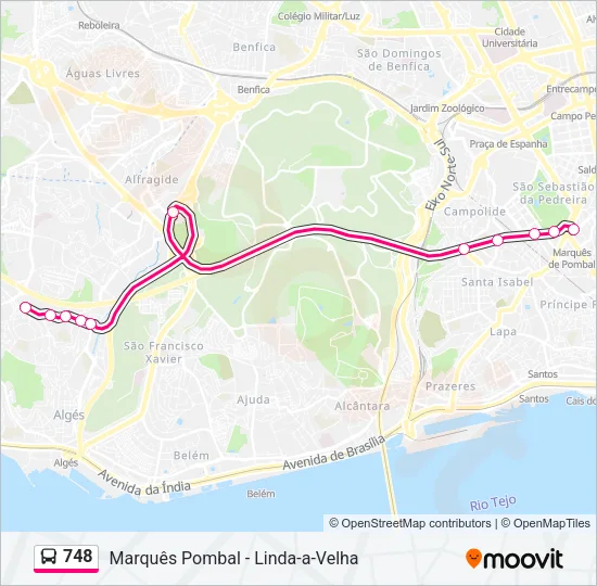 748 Bus Line Map