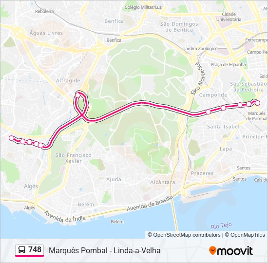 748 bus Line Map