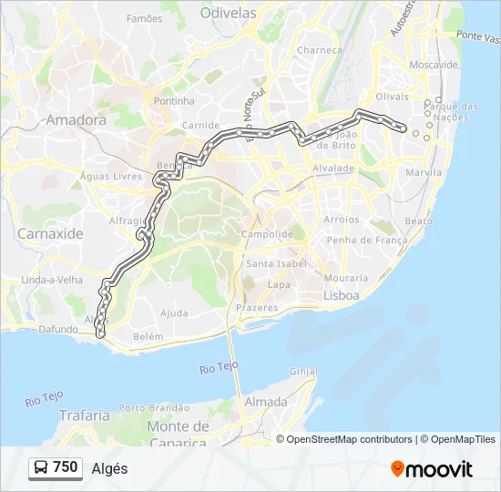 750 Bus Line Map