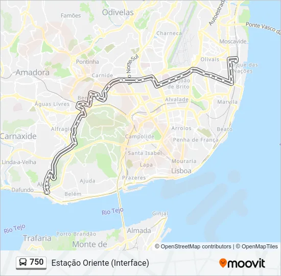 750 Bus Line Map