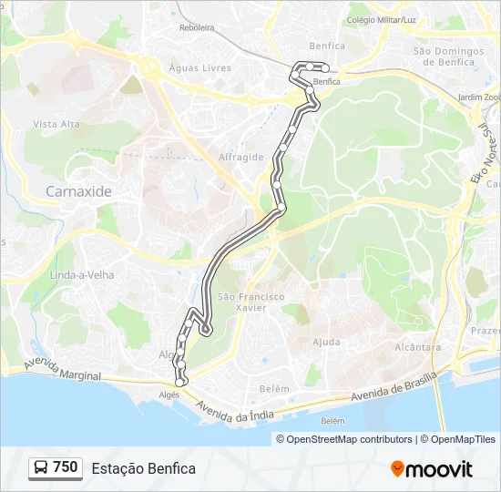 750 Bus Line Map