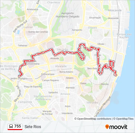 755 Bus Line Map